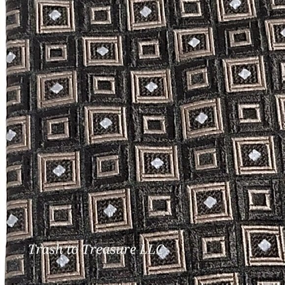 Daniel Cremieux Silk Tie Black Hand Tailored Square Geometric Print - Picture 5 of 7